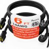 14 Gauge 6 Feet (2 Pack) Flat Plug Extension Cord Black Indoor Outdoor,