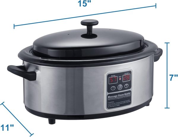 Master Massage 6 Quart LED Hot Stone Warmer with Digital Display– Stainless - Image 9