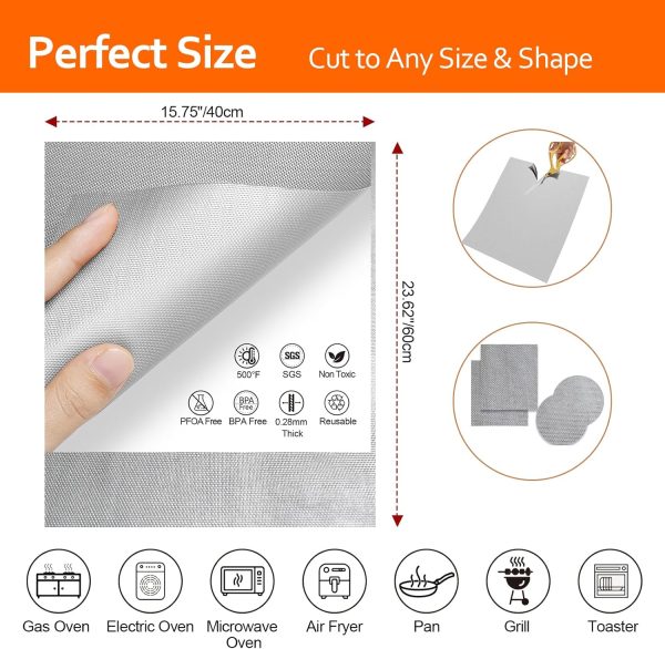 5 Pack Silver Oven Liners for Bottom of Oven, 16x24 inch Thick Heavy Duty - Image 3