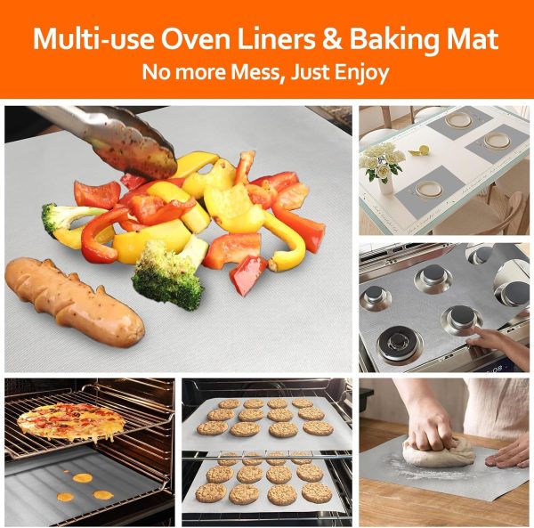 5 Pack Silver Oven Liners for Bottom of Oven, 16x24 inch Thick Heavy Duty - Image 6