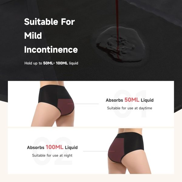 Incontinence Underwear for Women Washable Leak Proof Underwear High Waist - Image 3