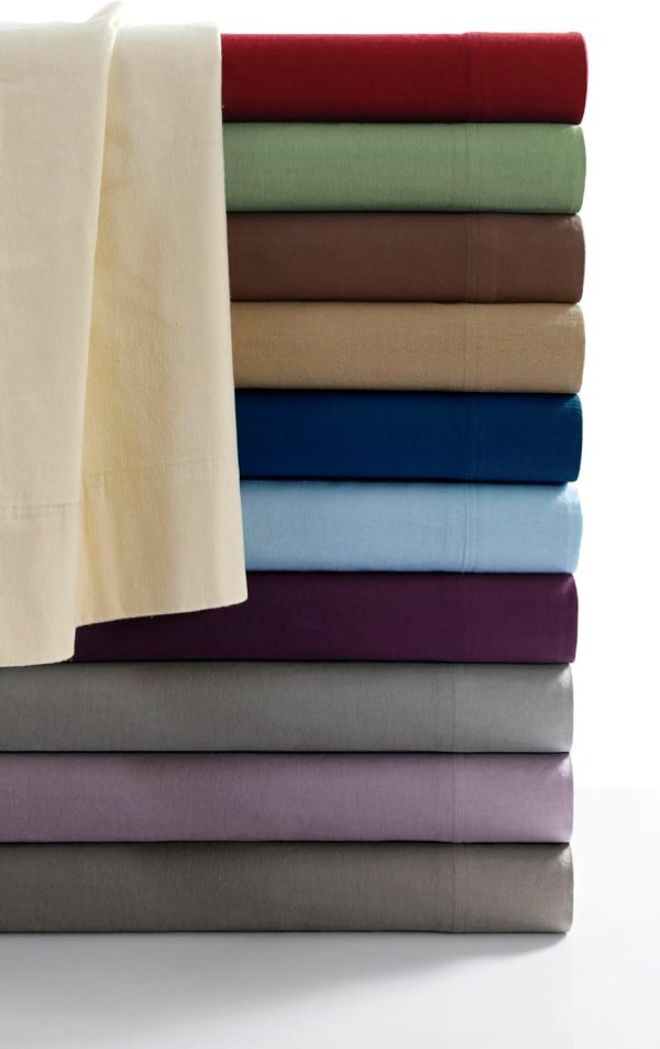 Tribeca Living Queen Luxury Solid Flannel Extra Deep Pocket Fitted Sheet, - Image 2