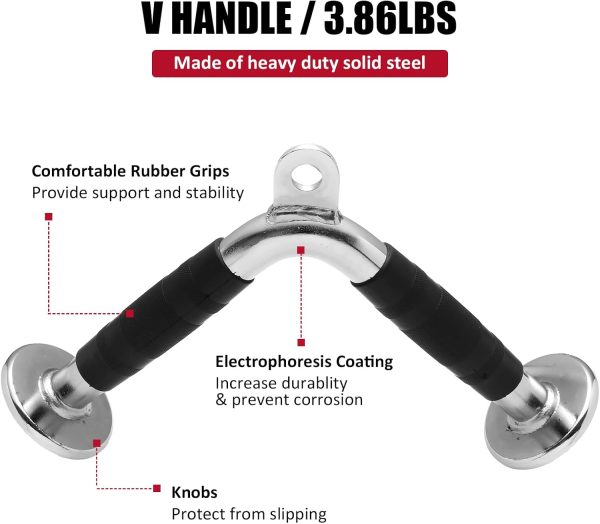 Tricep Press Down Cable Machine Attachment, Made of Heavy Duty Solid Steel, - Image 4