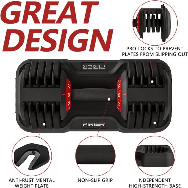Adjustable Dumbbell 55LB Single Dumbbell 10 Weight Options Dumbbell - Image 5