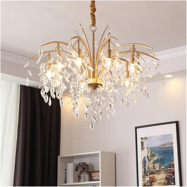 Chandelier Chandelier Luxury Led Crystal Chandelier Wicker Leaf Chandelier - Image 6