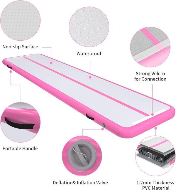 10ft 13ft 16ft 20ft Inflatable Air Gymnastics Mat Pink/Purple Track - Image 5