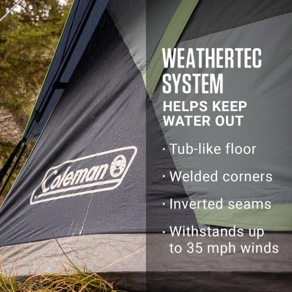 Coleman Skydome Tent with 5 Minute Setup, 2/4/6/8 Person Weatherproof Tent - Image 4