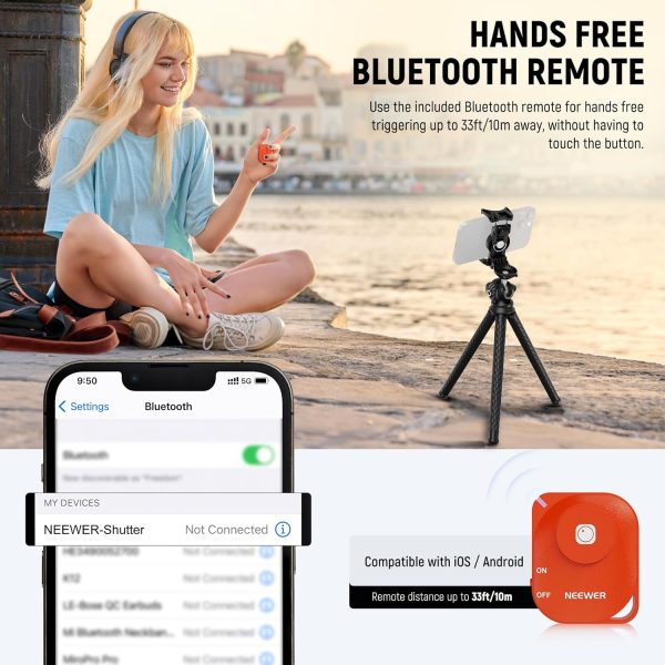 NEEWER Flexible Tripod with Remote, Mini Camera Phone Tripod Stand Vlog - Image 2