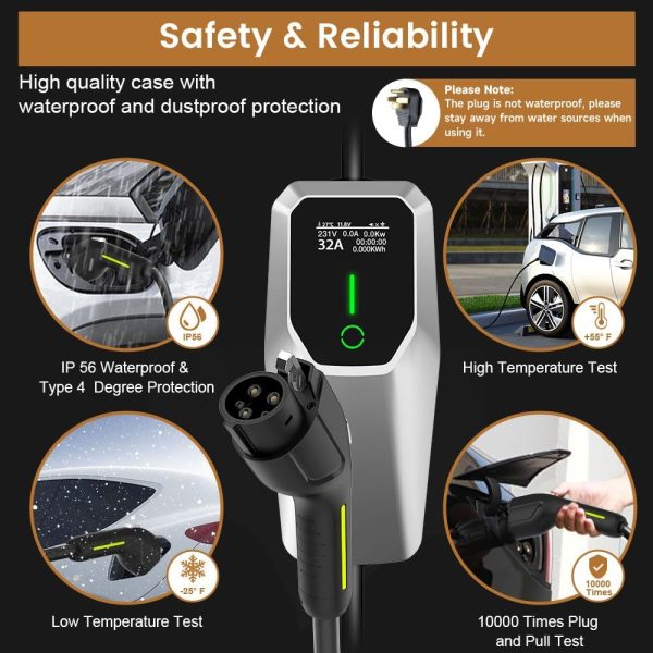 AWESAFE Electric Vehicle Charger Level 2 EV Charger, 7.6KW Portable Fast - Image 3