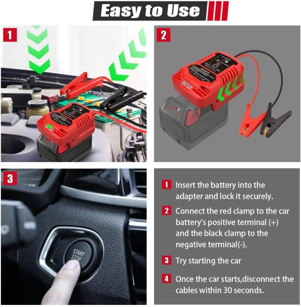 Car Battery Jump Starter Adapter Compatible with Milwaukee M18 18V - Image 4