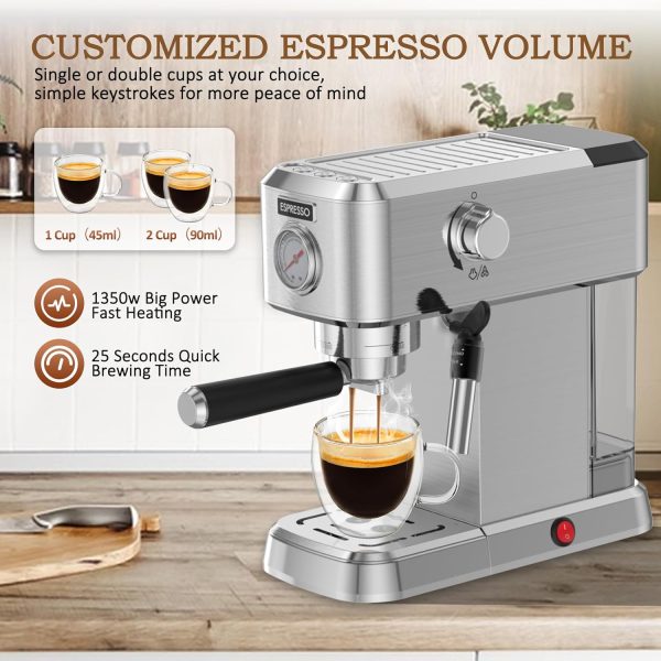 Pokk Espresso Machine, 20 Bar Professional Espresso Maker, Milk Frother - Image 4