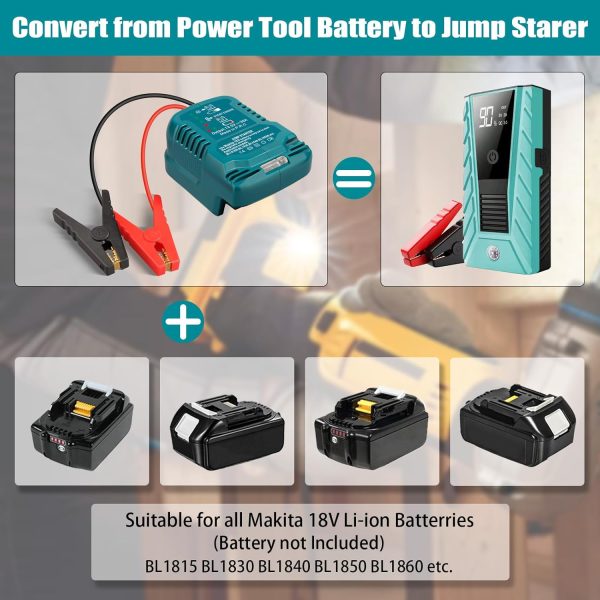 Car Battery Jump Starter Adapter Compatible with makita 18V Battery,Battery - Image 4