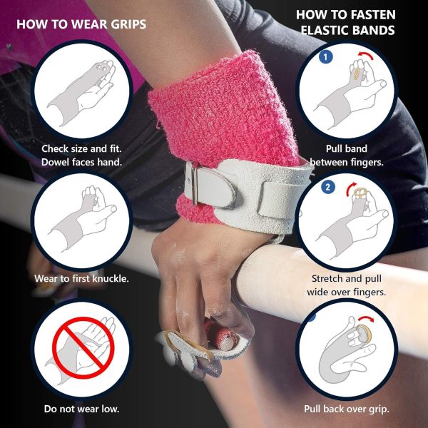 Women Uneven Bar Gymnastics Grips Hook & Loop - Pull up Grips, Gymnast - Image 3