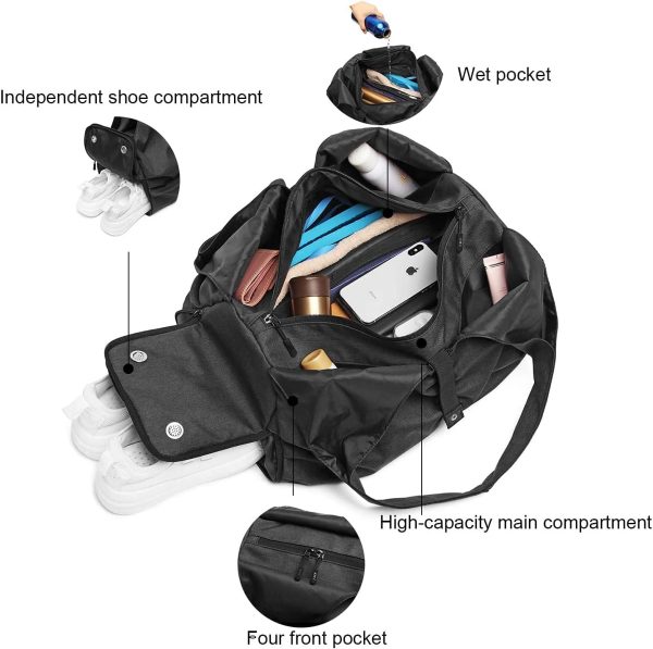 Travel Yoga Gym Bag for Women, Carrying Workout Gear, Makeup, and - Image 2