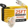 25 FT 10/3 Gauge Outdoor Extension Cord with Multiple Outlets Light