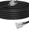 25 Ft 14/3 Lighted Outdoor Extension Cord - 14 Gauge SJTW Heavy Duty Black