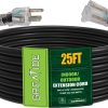 25 Ft Lighted Outdoor Extension Cord for Christmas Decorations- 12/3 SJTW