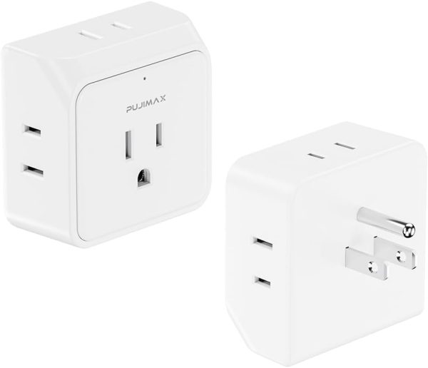 2pack Multi Plug Outlet Extender,Portable Travel Adapter with 5 Outlet