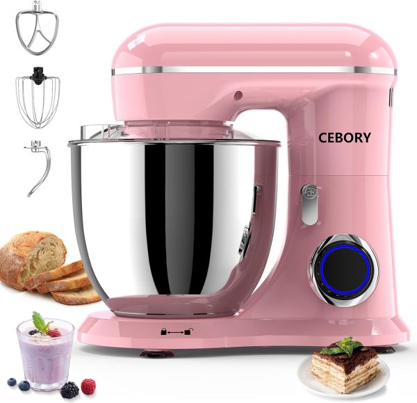 3-IN-1 Electric Stand Mixer, 6QT Bowl 10-Speed Kitchen Mixer, Household