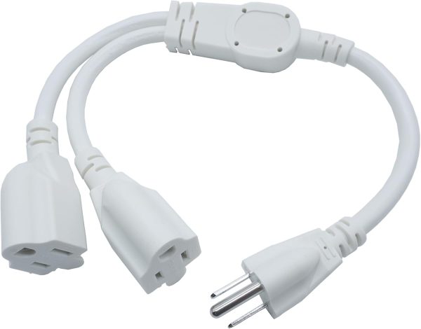 3 Prong Extension Cord Splitter, Indoor Outdoor 1.5 FT Power Cord Splitter