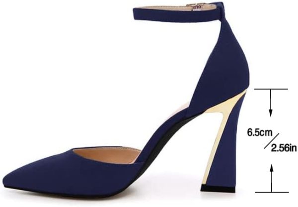Juliet Holy Womens Pumps Point Closed Toe Heels Buckle Ankle Strap D'Orsay - Image 5
