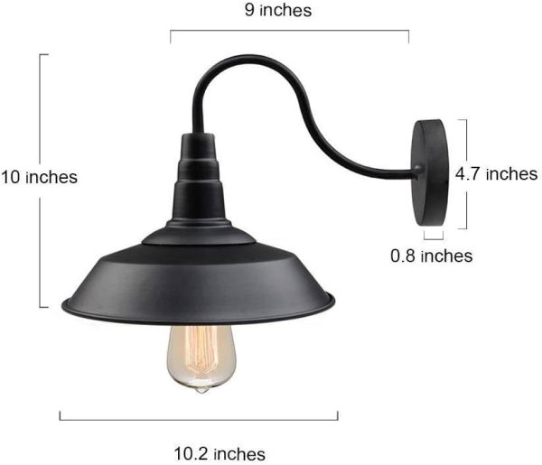 LNC Black Gooseneck Wall Sconces Barn Warehouse Farmhouse Sconces Wall - Image 6