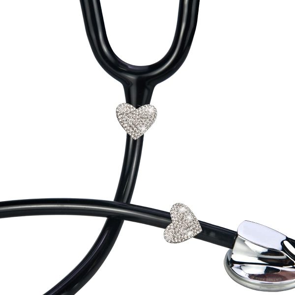 2 Pack Spark Bling Love Heart Stethoscope Charms, Custom Stethoscope Id - Image 2