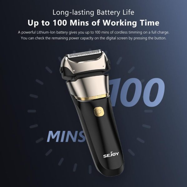 Sejoy Electric Razor for Men, Wet & Dry Foil Shaver with 3-Blade & Edge - Image 7