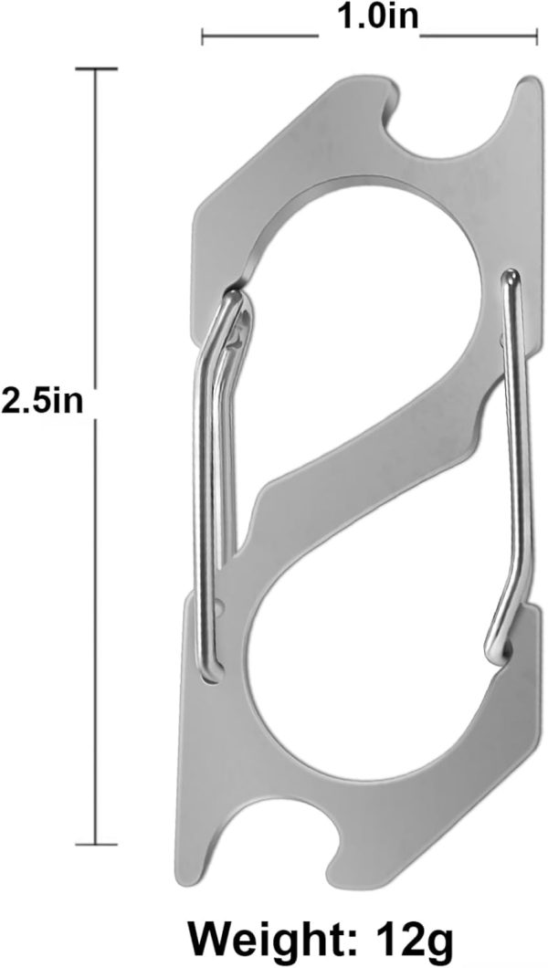 Key Chain, Double Locking Stainless Steel Mountaineering Buckle, Camping - Image 2