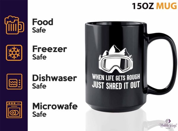 Snowboarding Coffee Mug 15oz Black - doubt, shred it out - Ski Snowboard - Image 3