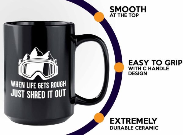 Snowboarding Coffee Mug 15oz Black - doubt, shred it out - Ski Snowboard - Image 4