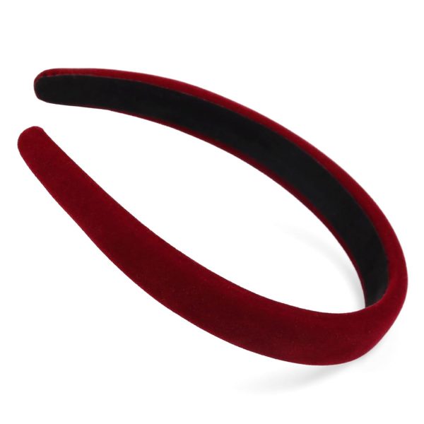 Black Velvet Headbands for Women Non Slip, Christmas Red Headband Thick - Image 3