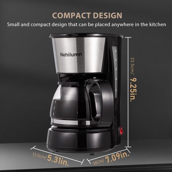 4 Cup Drip Coffee Maker, Coffee Pot Machine Permanent Coffee Filter, Small - Image 4