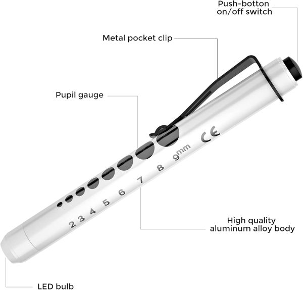 RISEMART Pen Lights for Nurses, 2 Pack Reusable Medical Light with Pupil - Image 6