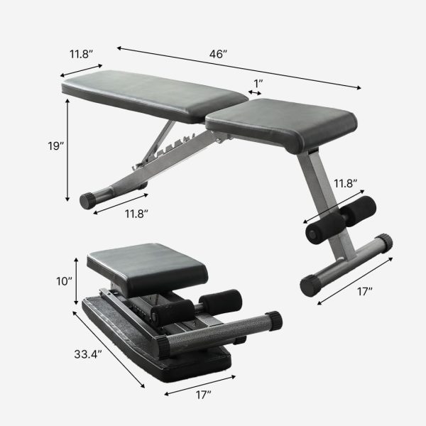 Finer Form 5-in-1 Weight Bench, Adjustable & Foldable for Bench Press, - Image 4