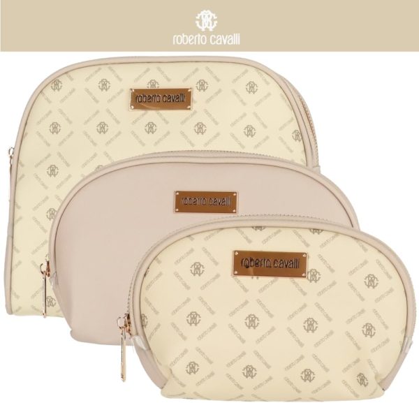 ROBERTO CAVALLI PU Leather 3 Piece Makeup Bag Set, Travel Toiletry Bag, - Image 8