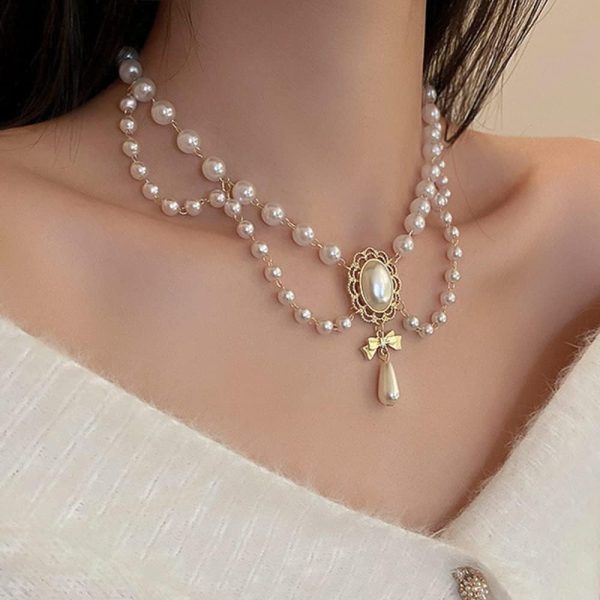 fxmimior Women Bridal Vintage 1920s Layered Tassels Pearl Shiny Choker - Image 4