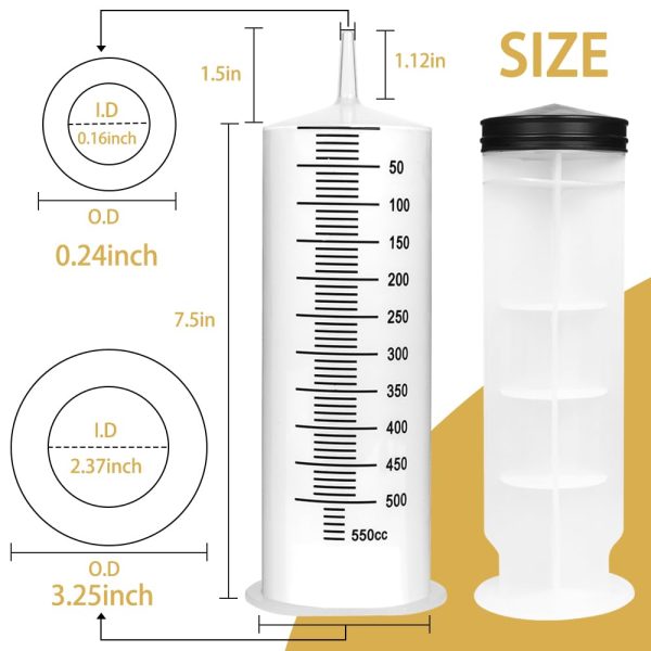 3 Pack 550ml Syringes with 55.1 Inch Tube and Needle 8G 1.5”, Sterile - Image 5