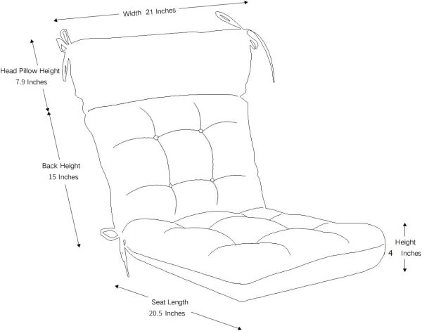 QILLOWAY Indoor/Outdoor High Back Chair Cushion,Spring/Summer Seasonal All - Image 2
