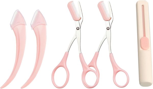 5Pcs Eyebrow Trimmer Set, Eyebrow Razor and Scissors with Comb, Non Slip - Image 7