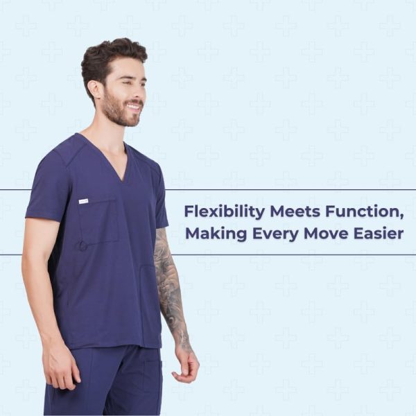 MIKAL Scrub Tops for Men V Neck Relaxed Fit W/ 3 Pockets, Super Soft Cotton - Image 5