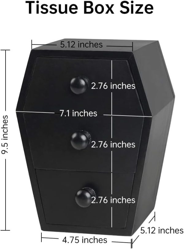 Coffin Jewelry Organizer with 3 drawers, Coffin Vanity Organizer, - Image 3