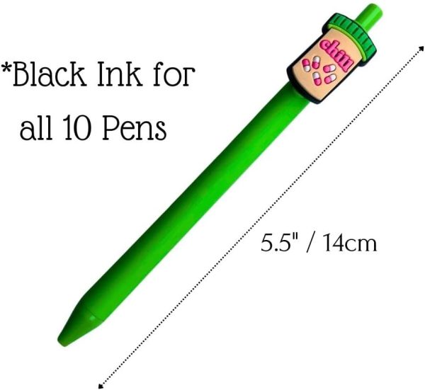 YJ PREMIUMS 10-Pack of Cute Nursing Pens with Heart, Syringe Designs in - Image 3