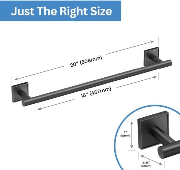 Gatco 5611MX Mode Towel Bar, 18 Inch, Matte Black - Image 6