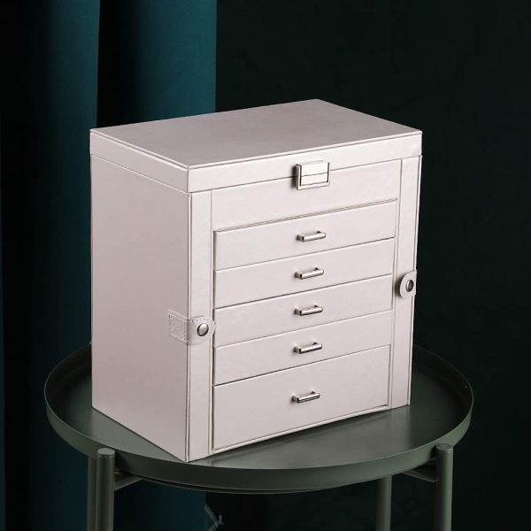 Frebeauty Large Jewelry Box,6-Tier PU Leather Jewelry - Image 6