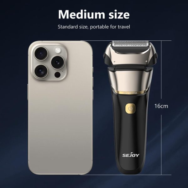 Sejoy Electric Razor for Men, Wet & Dry Foil Shaver with 3-Blade & Edge - Image 9