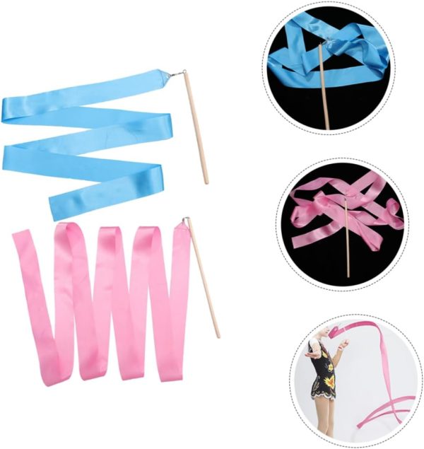 2pcs Ribbon Rod Dance Ribbons for Adults Ribbon Wand Wood Gymnastics - Image 5