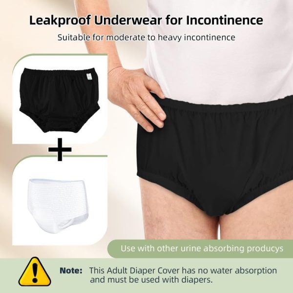 2 PCS Adult Diaper Covers Noiseless Leakproof Underwear Cover Durable, - Image 3