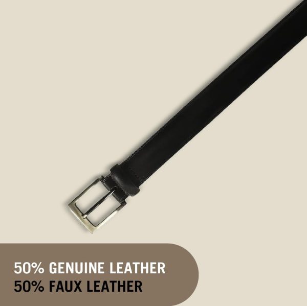 Perry Ellis Timothy Leather Men's Belt, 1.5" Width, Stitched Edges, Silver - Image 4