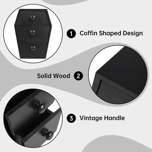 Coffin Jewelry Organizer with 3 drawers, Coffin Vanity Organizer, - Image 5